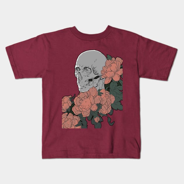 Skull and flowers Kids T-Shirt by aline_rainbow